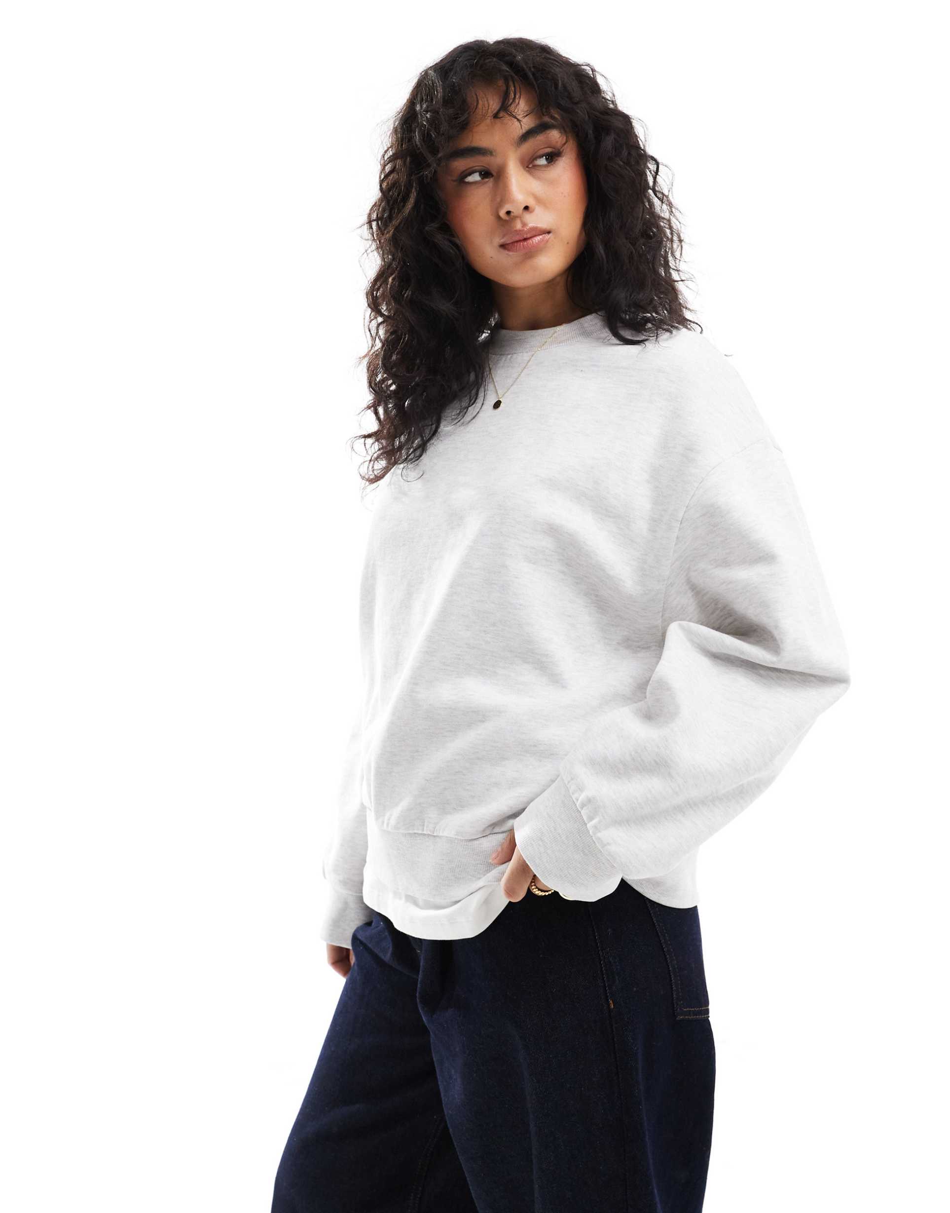 asos design ultimate oversized sweatshirt in ice heather
