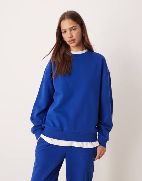 ASOS DESIGN - Ultimate - Oversized sweatshirt met geborstelde stof in diepblauw - view 1