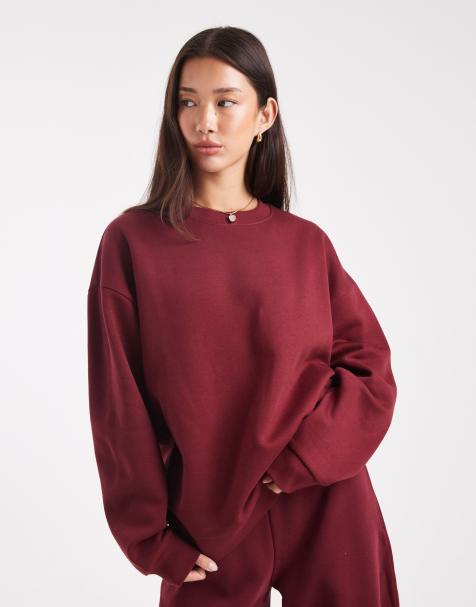 ASOS DESIGN - Ultimate - Oversized sweatshirt van geborsteld stof in bordeauxrood - view 1