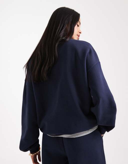 ASOS DESIGN - Ultimate - Oversized sweatshirt van geborstelde stof in marineblauw, 2 van 4