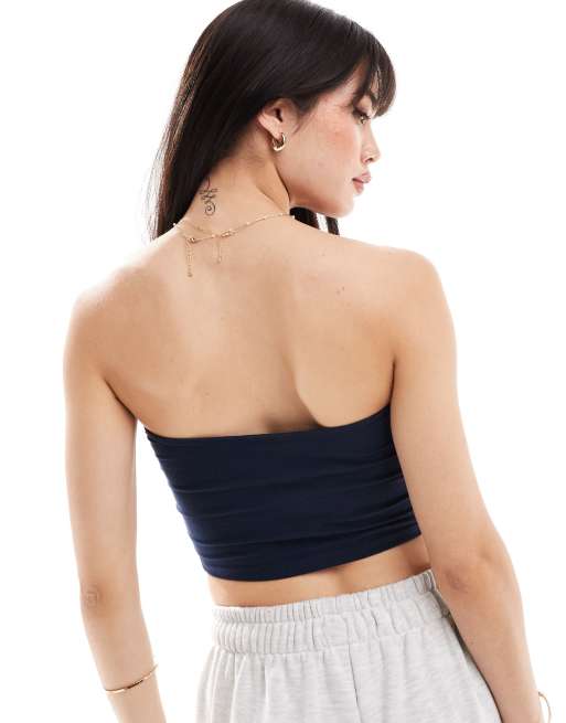 ASOS DESIGN - Ultimate - Pakke med 2 cropped bandeau-toppe i marineblå og gråmelering, 4 af 4