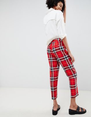 red ankle grazer trousers