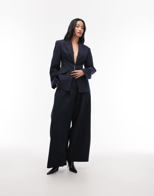 ASOS DESIGN ultimate sculpted suit blazer in navy pinstripes