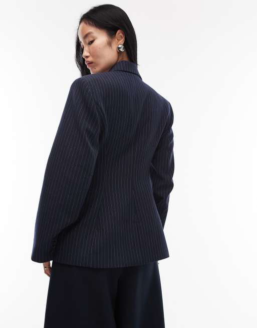 ASOS DESIGN ultimate sculpted suit blazer in navy pinstripes