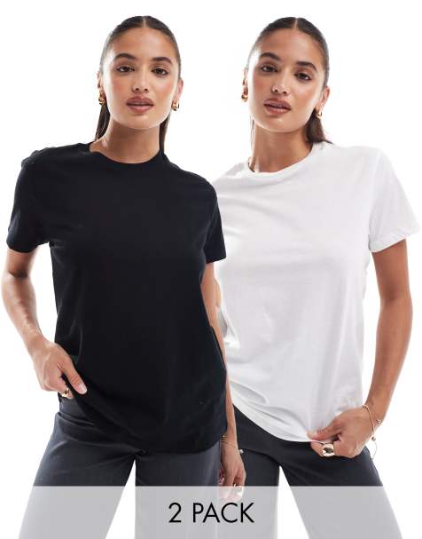 ASOS DESIGN - Ultimate - Set van 2 T-shirts van biologische katoenmix met ronde hals in zwart en wit VOORDEEL - MULTI - view 1