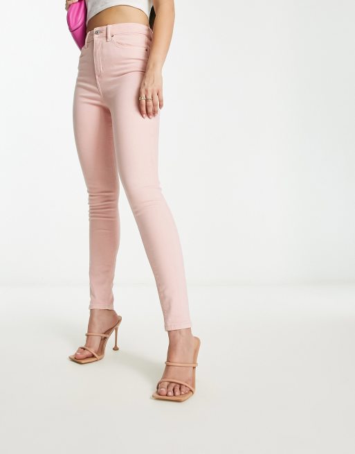 ASOS DESIGN rivington denim jeggings in white with pink star bum