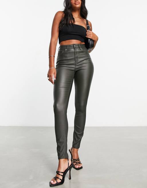 Petite Pu Coated High Waist Skinny Jeans