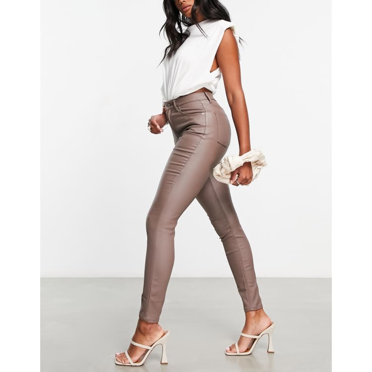 Buy Chocolate Brown Coated Skinny Jeans from Next USA