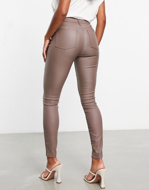 Jill taupe skinny pants with a smooth coating for women