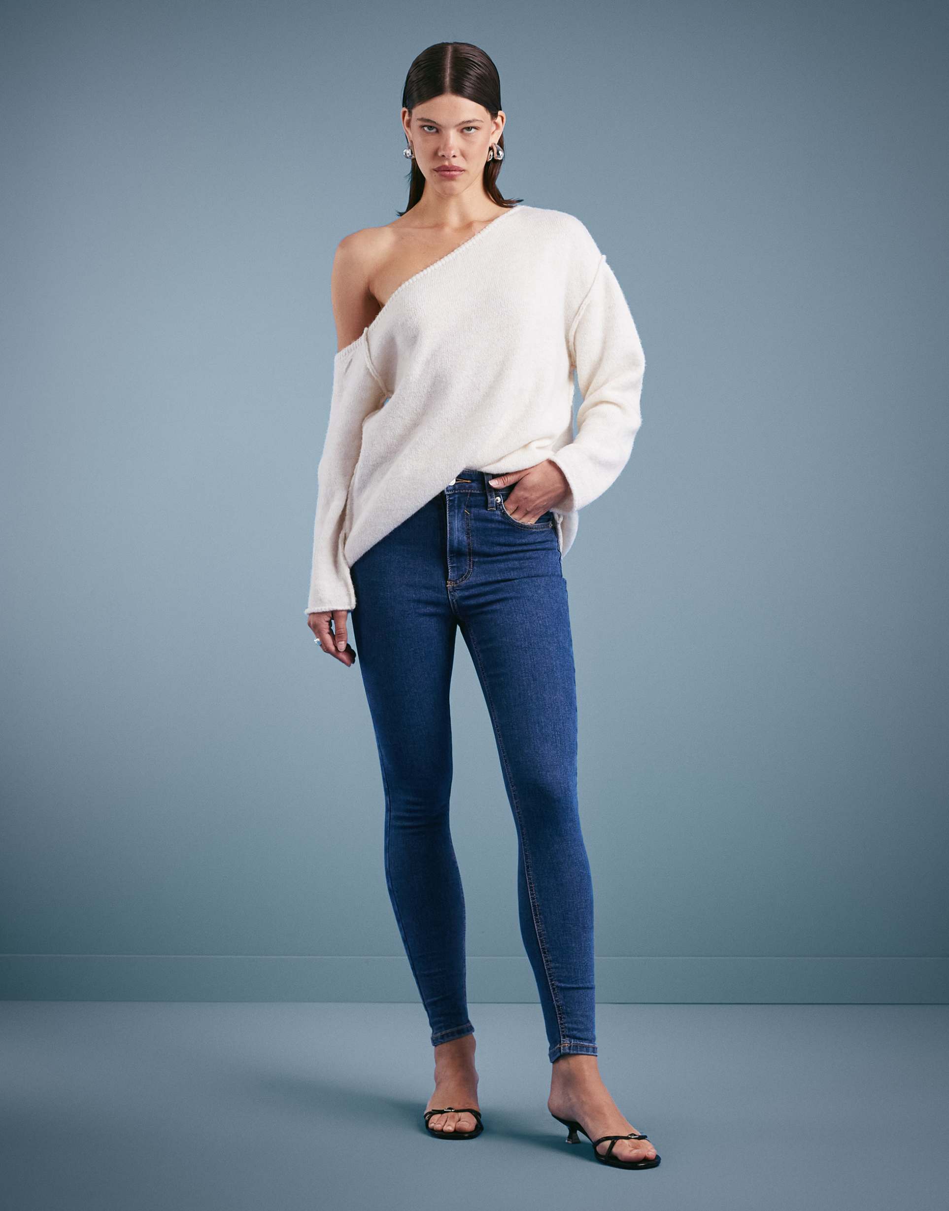 asos design ultimate skinny jeans in mid blue
