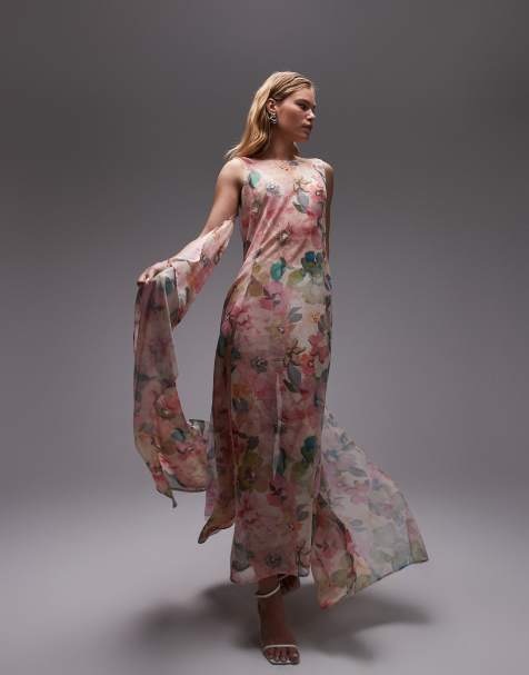 ASOS DESIGN – Ultimate – Skir maxiklänning i chiffong med blandade blommönster - view 1