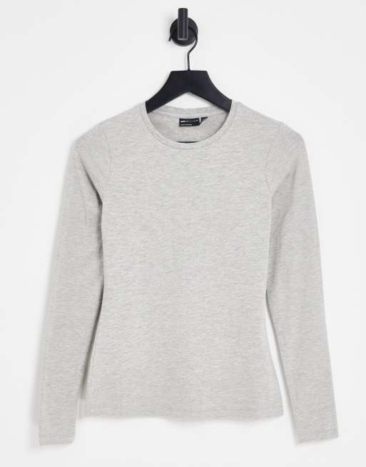 ASOS DESIGN - Ultimate - Slim fit T-shirt met lange mouwen in gemêleerd grijs