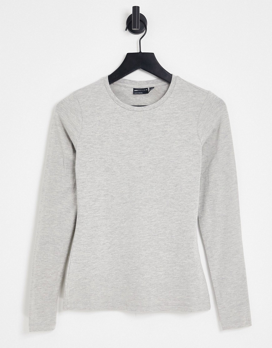 ASOS DESIGN ultimate slim fit T-shirt with long sleeve in gray heather
