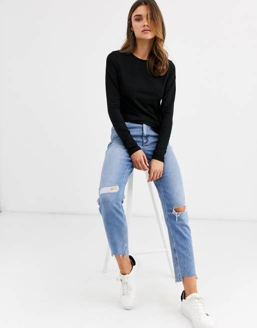 ASOS DESIGN ultimate slim fit t-shirt with long sleeves in cotton in black - BLACK, 4 of 4