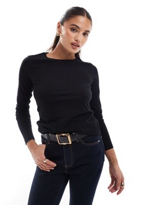 ASOS DESIGN ultimate slim fit t-shirt with long sleeves in cotton in black  - ASOS Price Checker