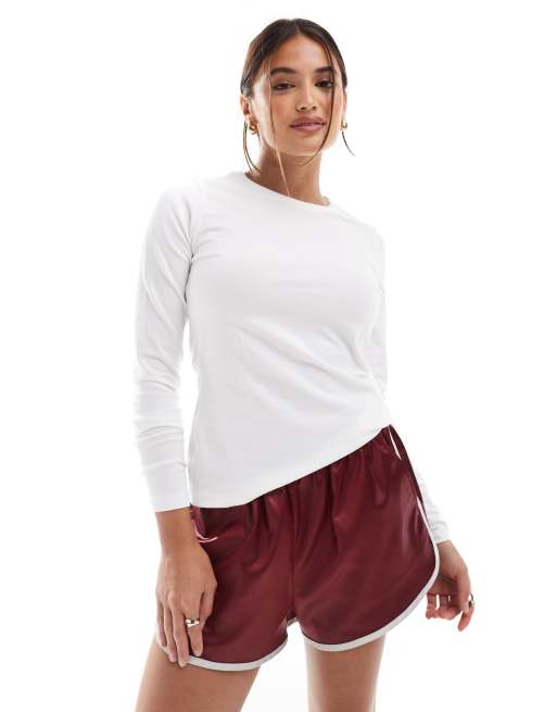 ASOS Design Maternity Ultimate Slim Fit T-Shirt with Long Sleeves in Cotton in White - White