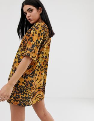 asos leopard print shirt dress