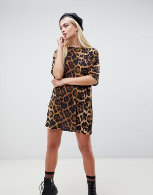 leopard print dress over t shirt