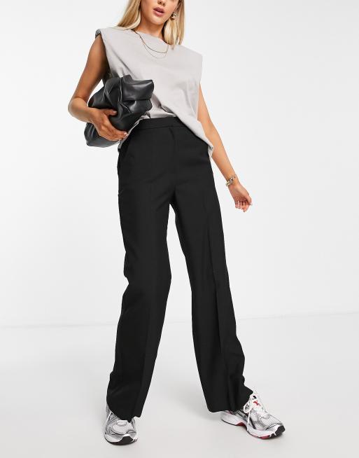 Miss Selfridge fold over waistband pants in black