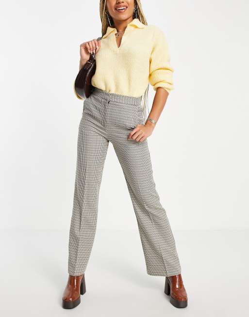 ASOS DESIGN casual gingham straight leg pants