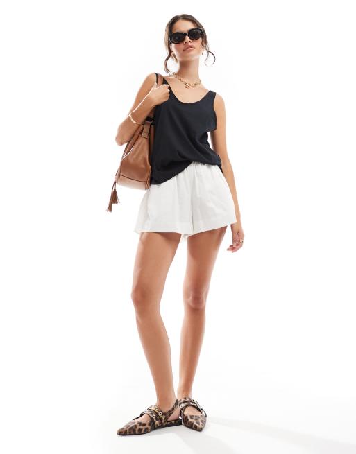 ASOS DESIGN – Ultimate – Svart linne i bomull med djup halsringning - BLACK, 2 av 4