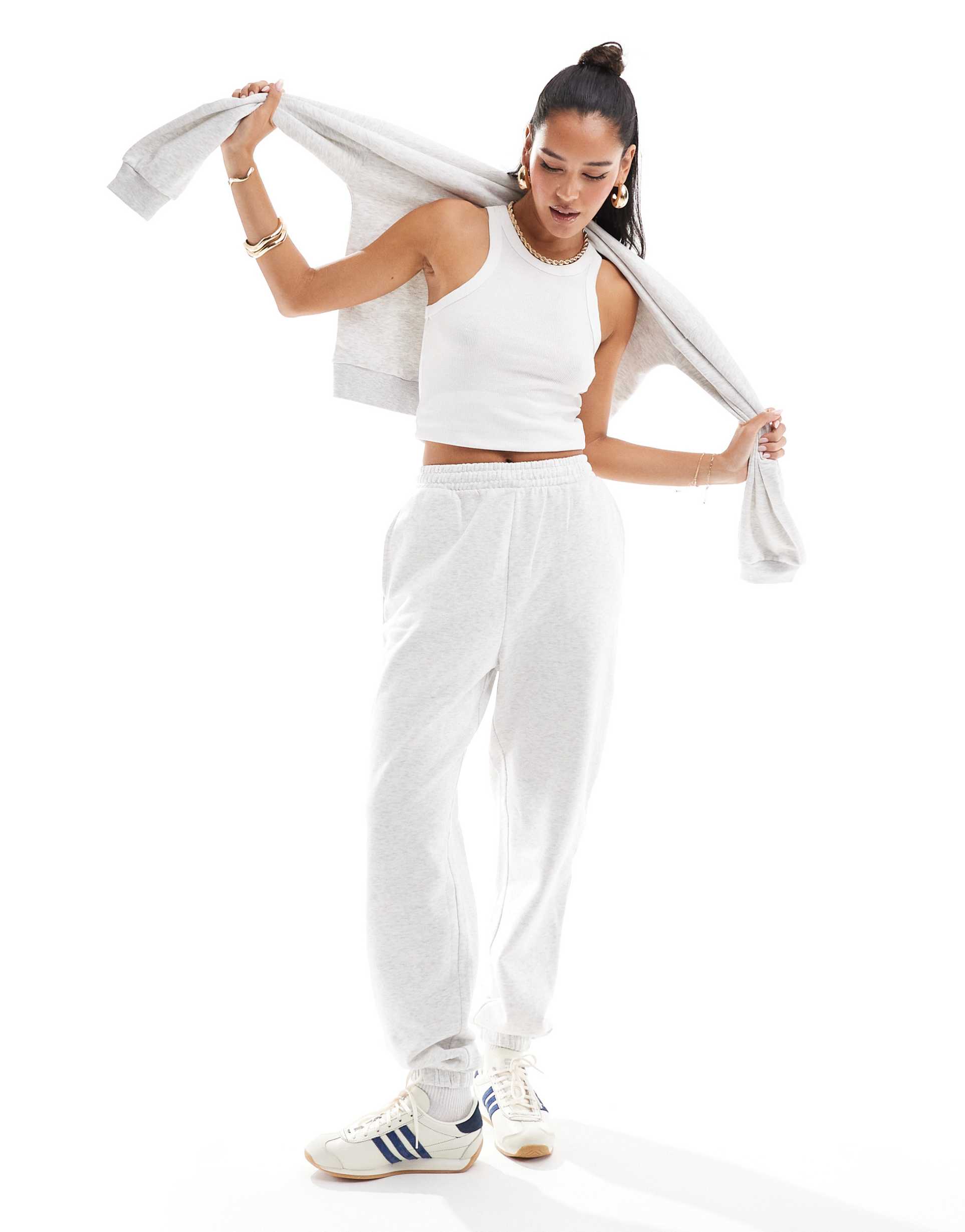 asos design ultimate sweatpants in ice heather