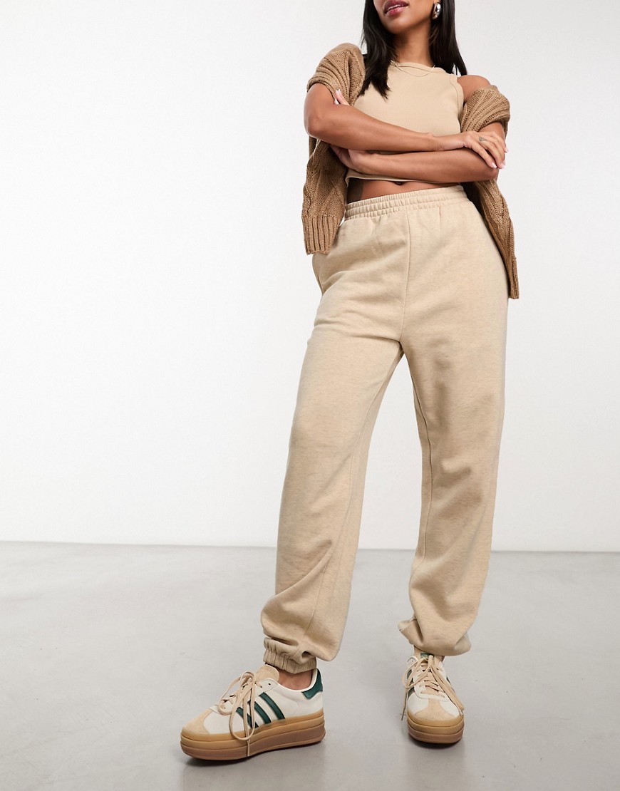 Asos Design Basic Slim Sweatpants In Oatmeal Heather-neutral