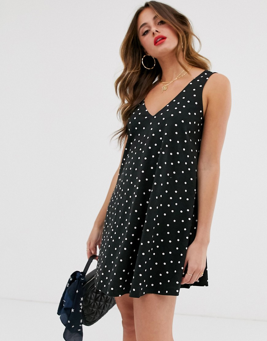 ASOS DESIGN ultimate swing dress with concealed pockets in spot-Multi