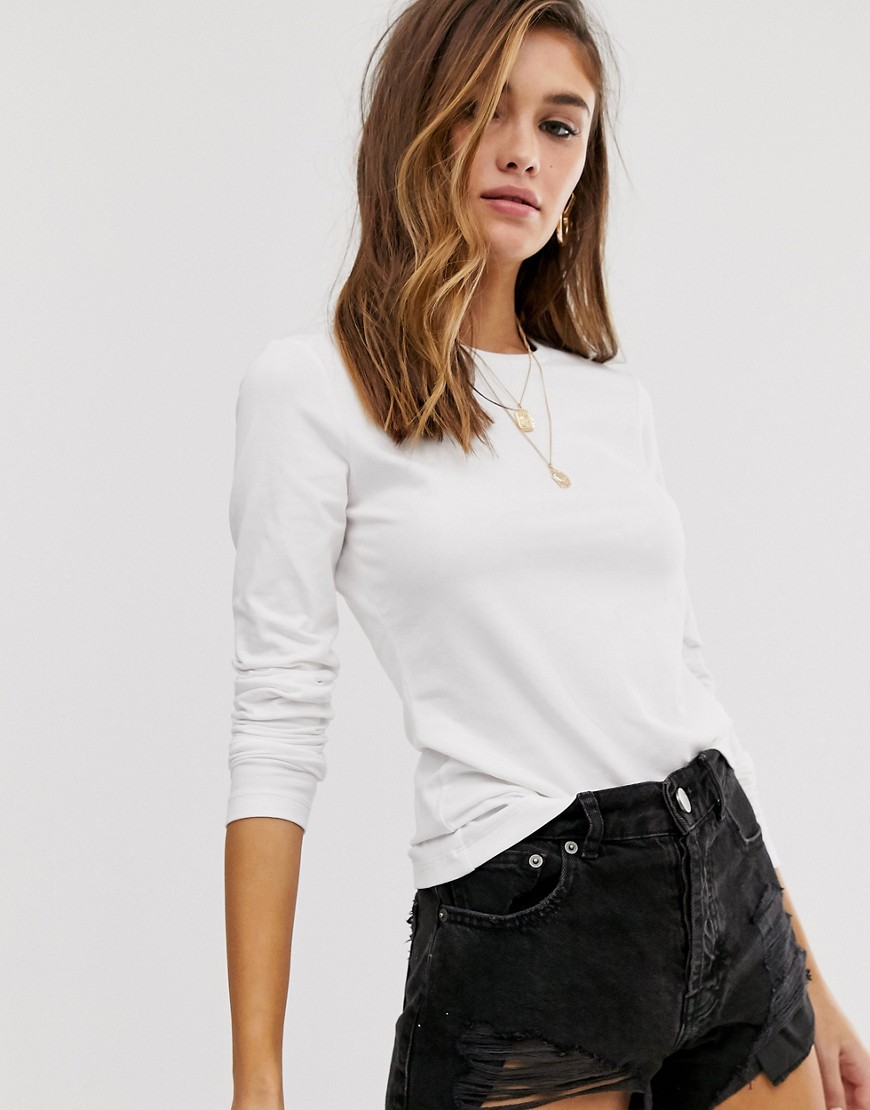 Ultimate T-shirt ajusté à manches longues en coton Blanc WHITE