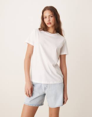 ASOS DESIGN - Ultimate - T-Shirt aus Baumwollmix in Weiß mit Rundhalsausschnitt - WHITE