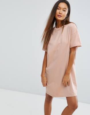 Organic cotton rolled-sleeve T-shirt dress