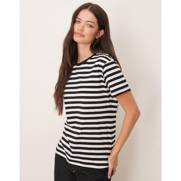 売れ筋商品|||エレントレイシー カットソー トップス レディース Women's Tie Front Shirt White/black pinstripe Korean Women Striped Tee Shirt | Shirt Stripe Korean Fashion