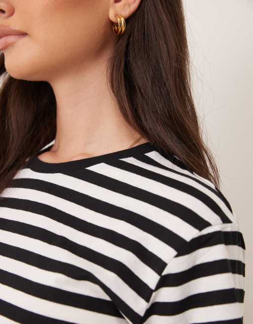 Asos black and store white striped top