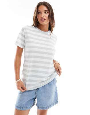 ASOS DESIGN - Ultimate - T-Shirt in Grau gestreift mit Rundhalsausschnitt