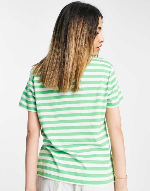 Green and white hot sale striped t shirt