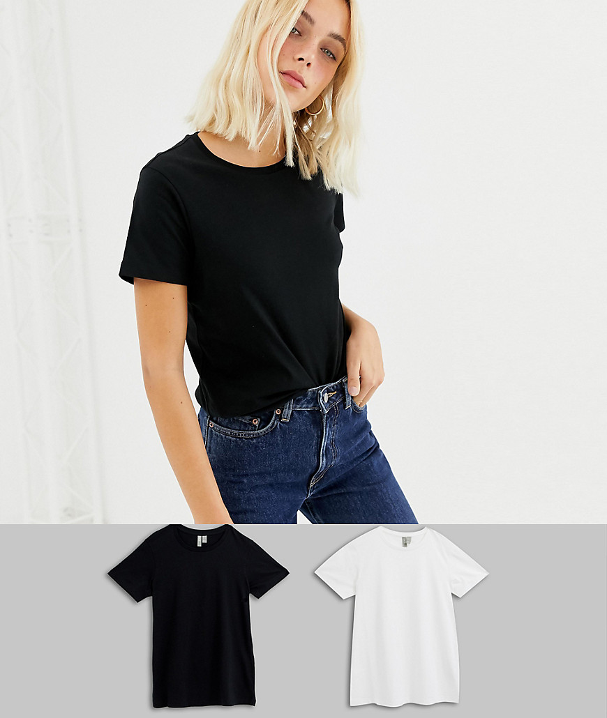 ASOS DESIGN – Ultimate – T-shirt med rund halsringning i2-pack SPARA-Flerfärgad