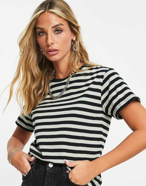 ASOS DESIGN - Ultimate T-shirt met zwarte en kaki strepen
