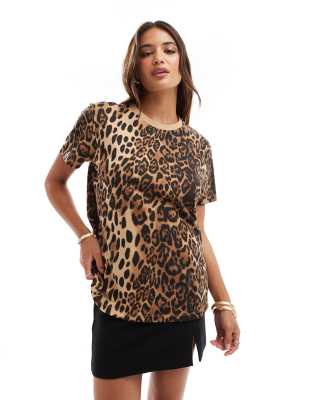 Asos Design Ultimate T-shirt With Crew Neck In Leopard Print-multi