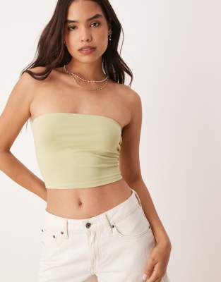 ASOS DESIGN - Ultimate - Trägerloses Cropped Oberteil in Wintergrün