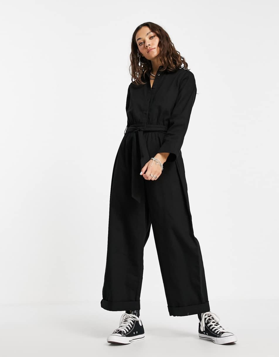 ASOS DESIGN ultimate twill boilersuit in black