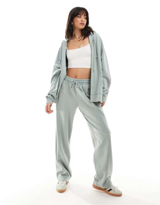 ASOS DESIGN ultimate zip up hoodie in washed sage green | ASOS