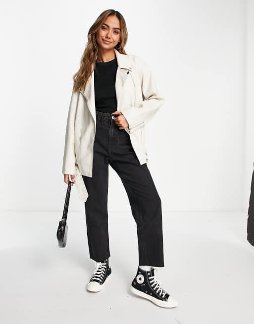 ASOS DESIGN - Ultimativ cremefarvet bikerjakke i imiteret læder, 3 af 4