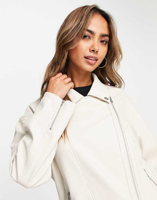 ASOS DESIGN - Ultimativ cremefarvet bikerjakke i imiteret læder, 4 af 4