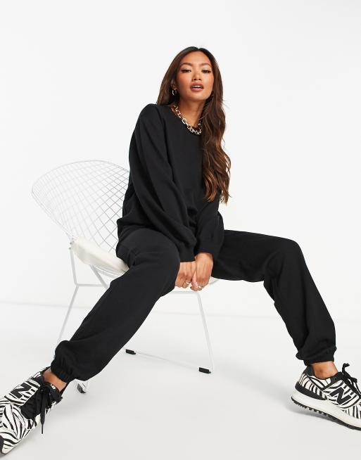 ASOS DESIGN - Ultimativt træningssæt med smal sweatshirt og joggingbukser i sort