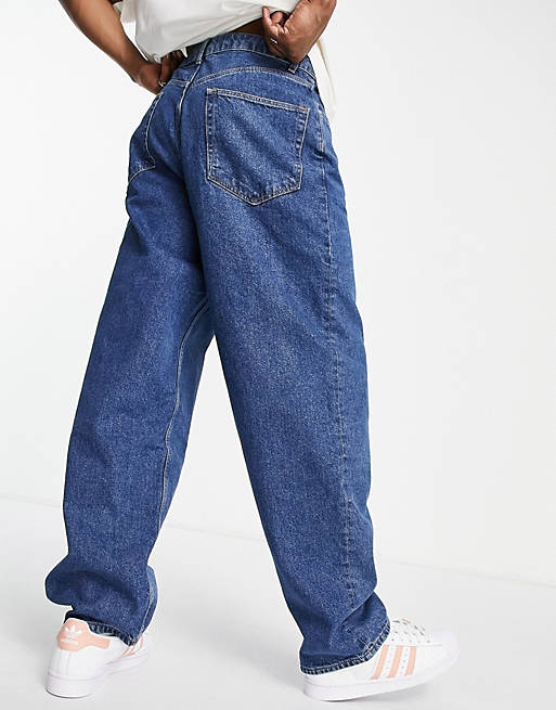 Asos Men Clothing Jeans Wide Leg Jeans Dad jeans in mid wash LBLUE 