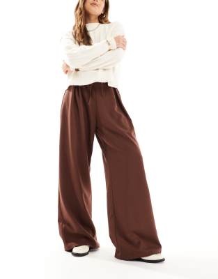 ultra high waist tie detail wide leg pants-Gray