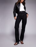 [ASOS DESIGN] ASOS DESIGN ultra high waisted slim straight jeans in clean black 14 BLACK