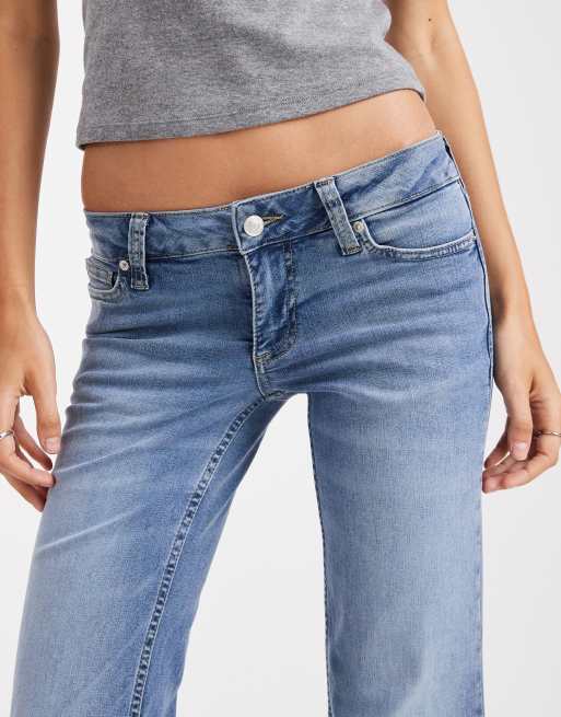 ASOS DESIGN ultra low flare jean in midwash blue, 5 of 5