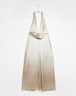satin plunge jumpsuit