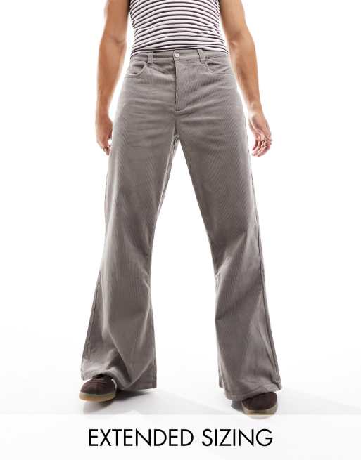 ASOS DESIGN ultra wide flare pants in grey cord